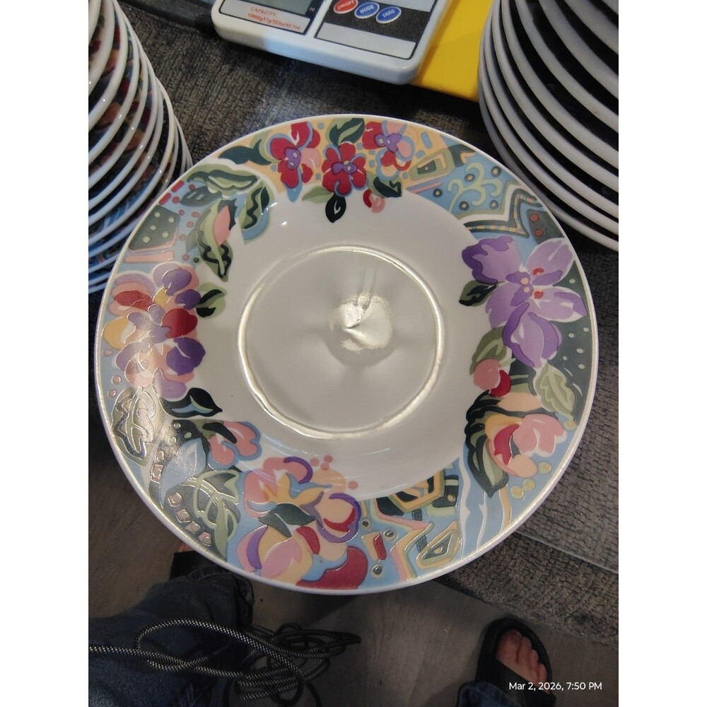 Gibson Housewares Floral Rim Soup Bowl 9" China Colorful Dishwasher Safe